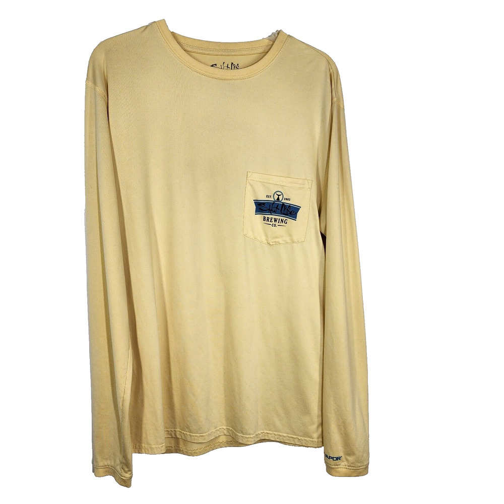 Salt Life T Shirt Men’s Small Chasing Tail ALE Brewing Long Sleeve Pocket Yellow